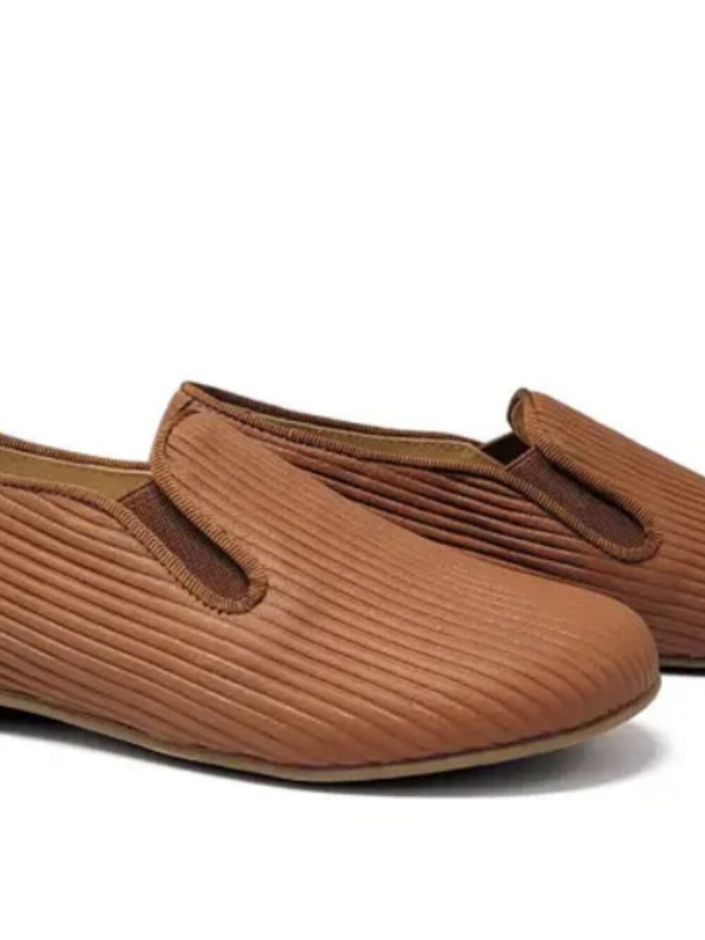 Andanines Brown Tan Leather Cognac Ribbed Smoking Shoe